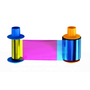 Ribbon colorido para Impressora HID FARGO DTC1500 - YMCKO - 045610 , 500 impressoes