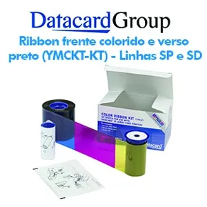 Ribbon frente colorida e verso preto (YMCKT-KT) PN534000-006 para Datacard SP55 